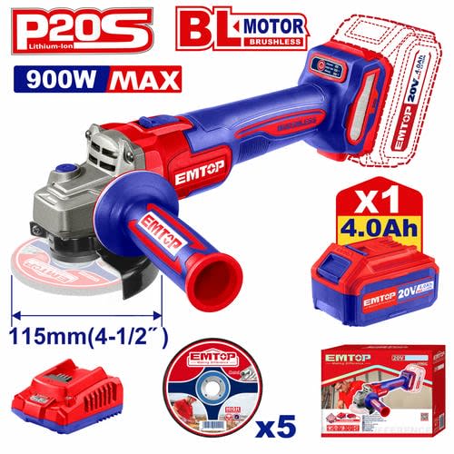 EMTOP 20V Angle Grinder 900W ELAG26152