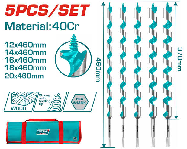 TOTAL 5pcs Auger Drill Bit Set TAC0501