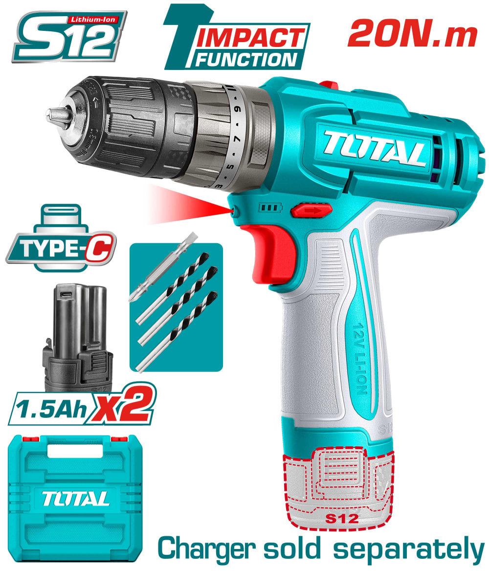 TOTAL 12V Cordless Impact Drill TIDLI12206