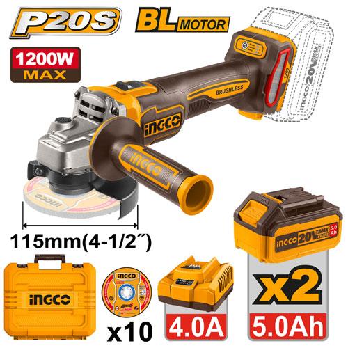 INGCO 20v Cordless Angle Grinder 115mm CAGLI2211532