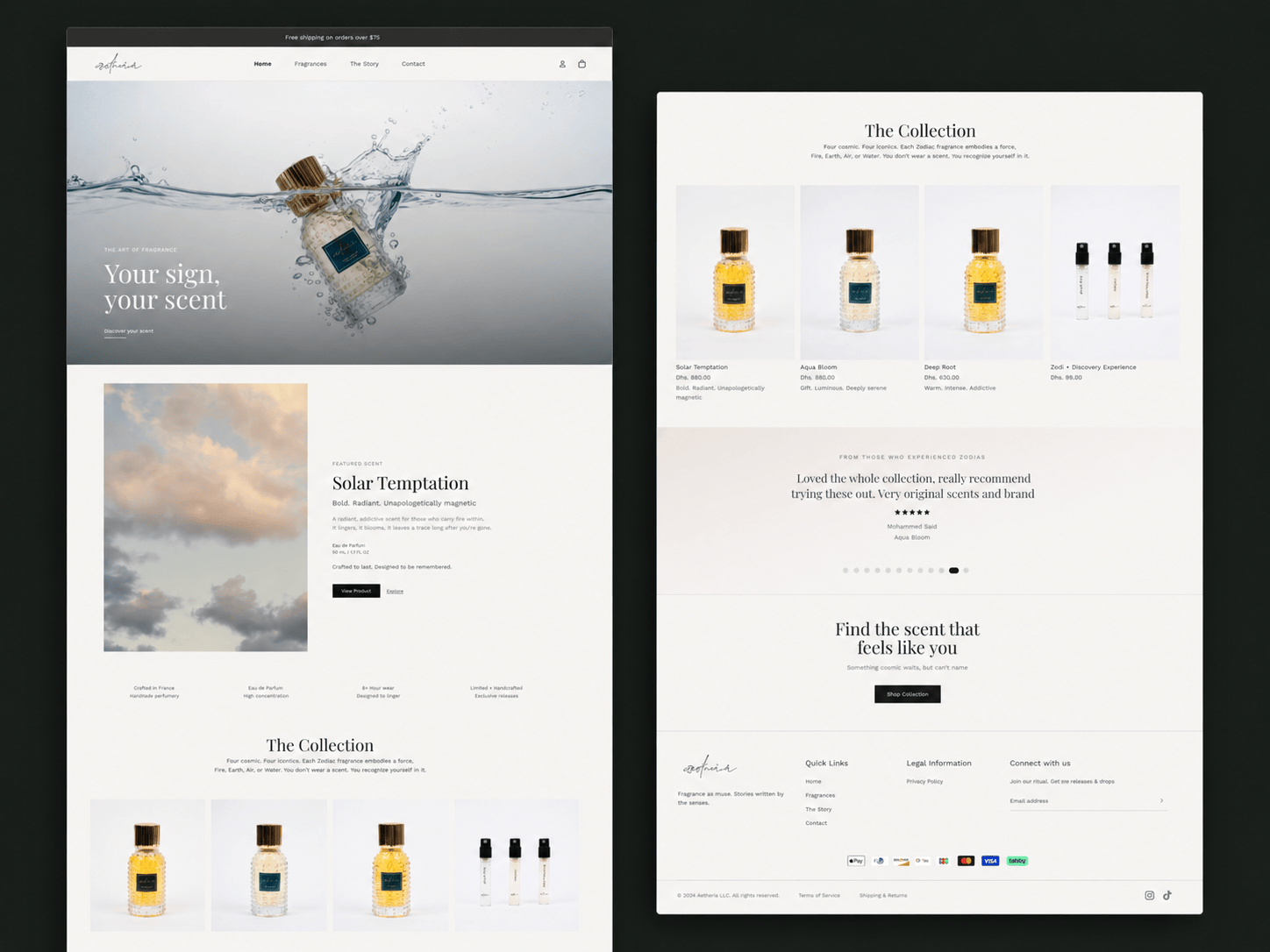 Zodiar Fragrance Shopify storefront visual proof.