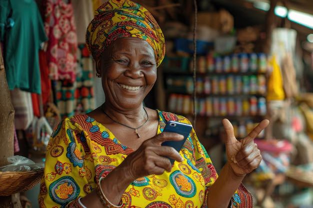 African business owner in market