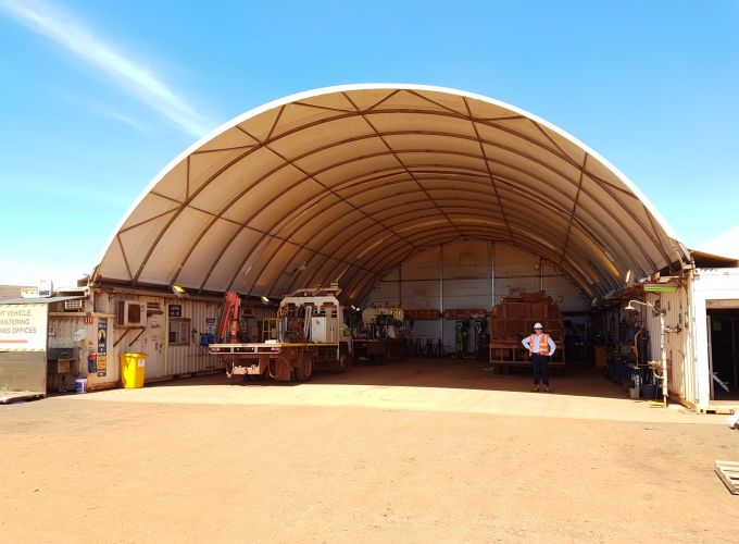 The size comparison of a typical DomeShelter in the outback.