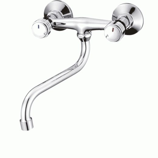 Смесител Inter Ceramic Quick, стенен, дълъг чучур, месинг