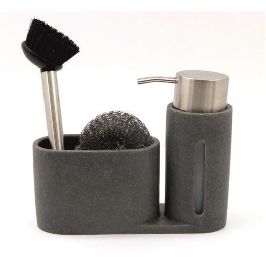 Дозатор Inter Ceramic ICCA 59863GRAY, сив, за течен сапун, с поставка за гъба/четка