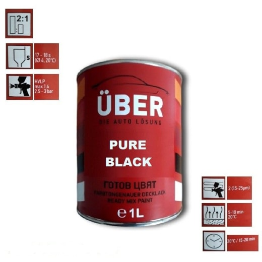 Готов цвят Оргахим UBER,  база, Pure Black, 1л