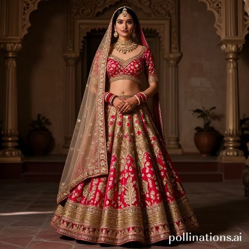 Indian Bridal Lehenga in Brocade Fabric