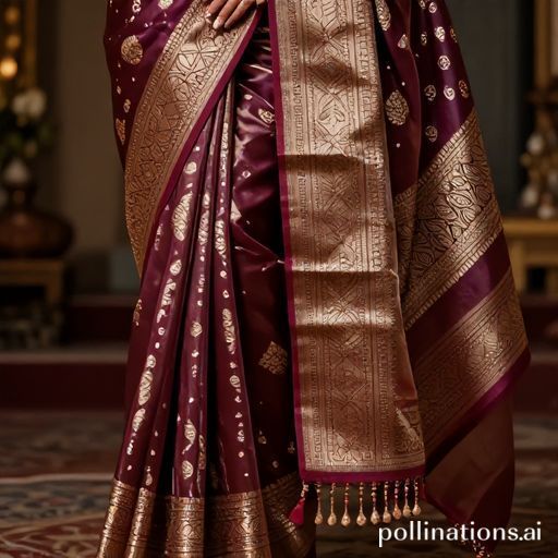 A beautifully draped Banarasi silk saree with intricate zari work