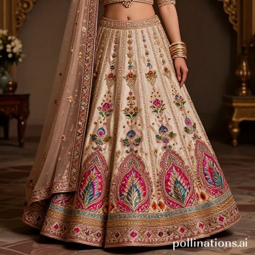 Bespoke bridal lehenga fabric design being customized digitally