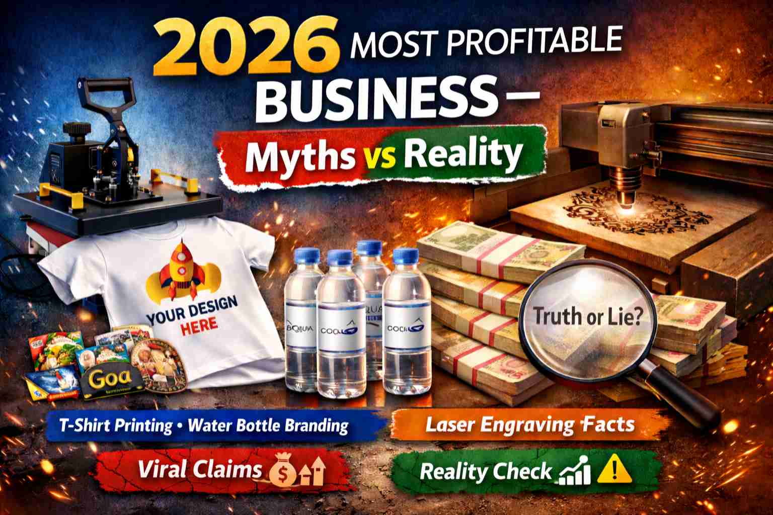 2026 में सबसे लाभकारी बिजनेस – Myths vs Reality | T-Shirt Printing, Water Bottle, Laser Engraving का सच