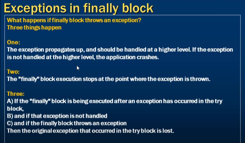 exceptions in finally block