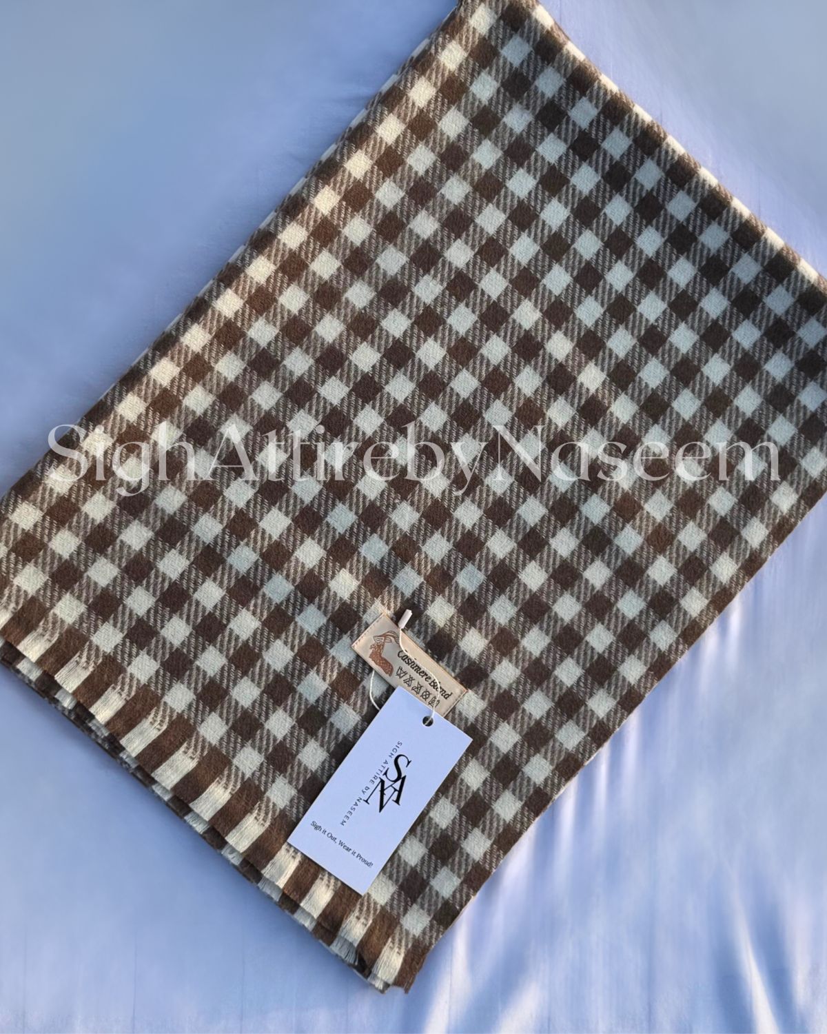 Checkered Pattern Cashmere Stoles -Brown & Off-White.png