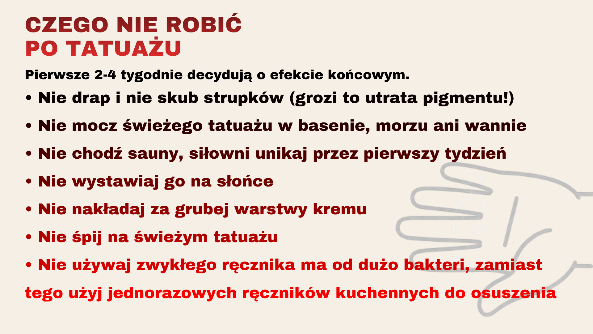 Pierwsze dwa tygodnie: gojenie dzień po dniu