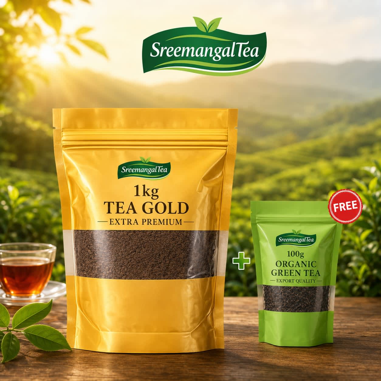 1KG Tea Gold Extra Premium + 100g Organic Green Tea Free