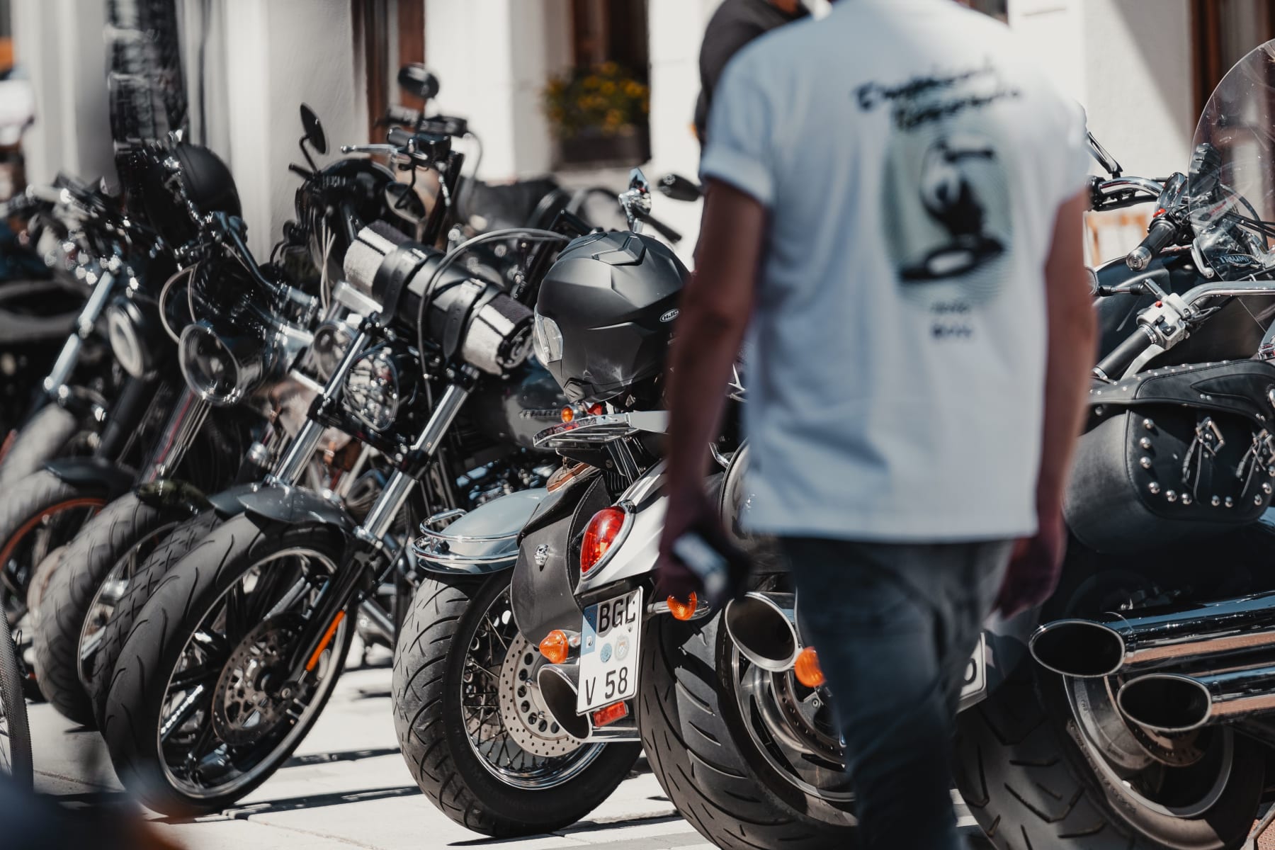 Motorcycles parked in front of Glemmtalerhof in Hinterglemm.
