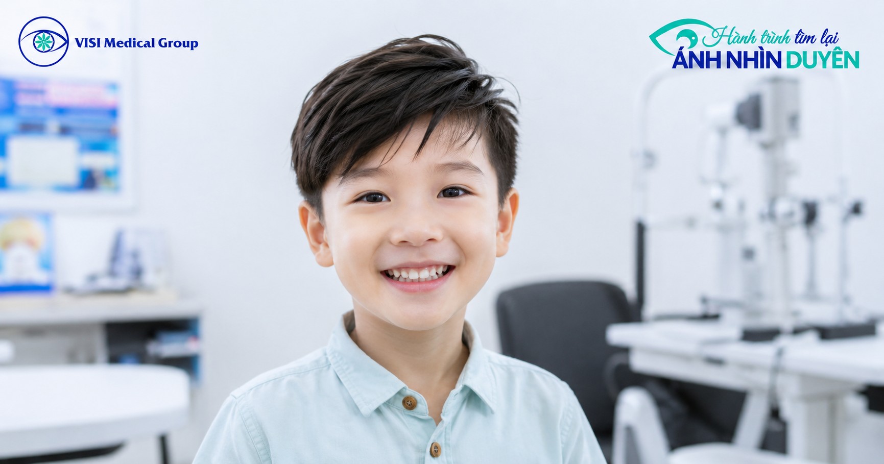 Đôi mắt thẳng lối sáng khỏe của trẻ sau khi điều trị lác mắt và nhược thị