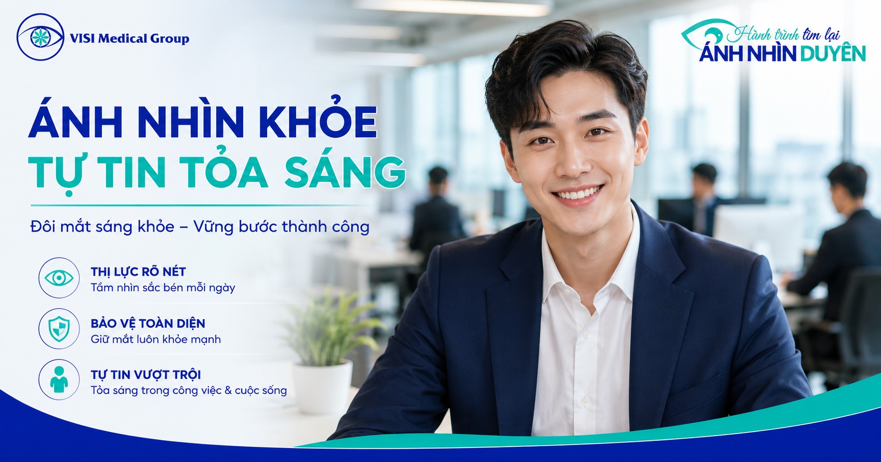 Ánh nhìn thẳng lối rạng rỡ và phong thái tự tin thành đạt của người trẻ sau mổ lác tại VISI