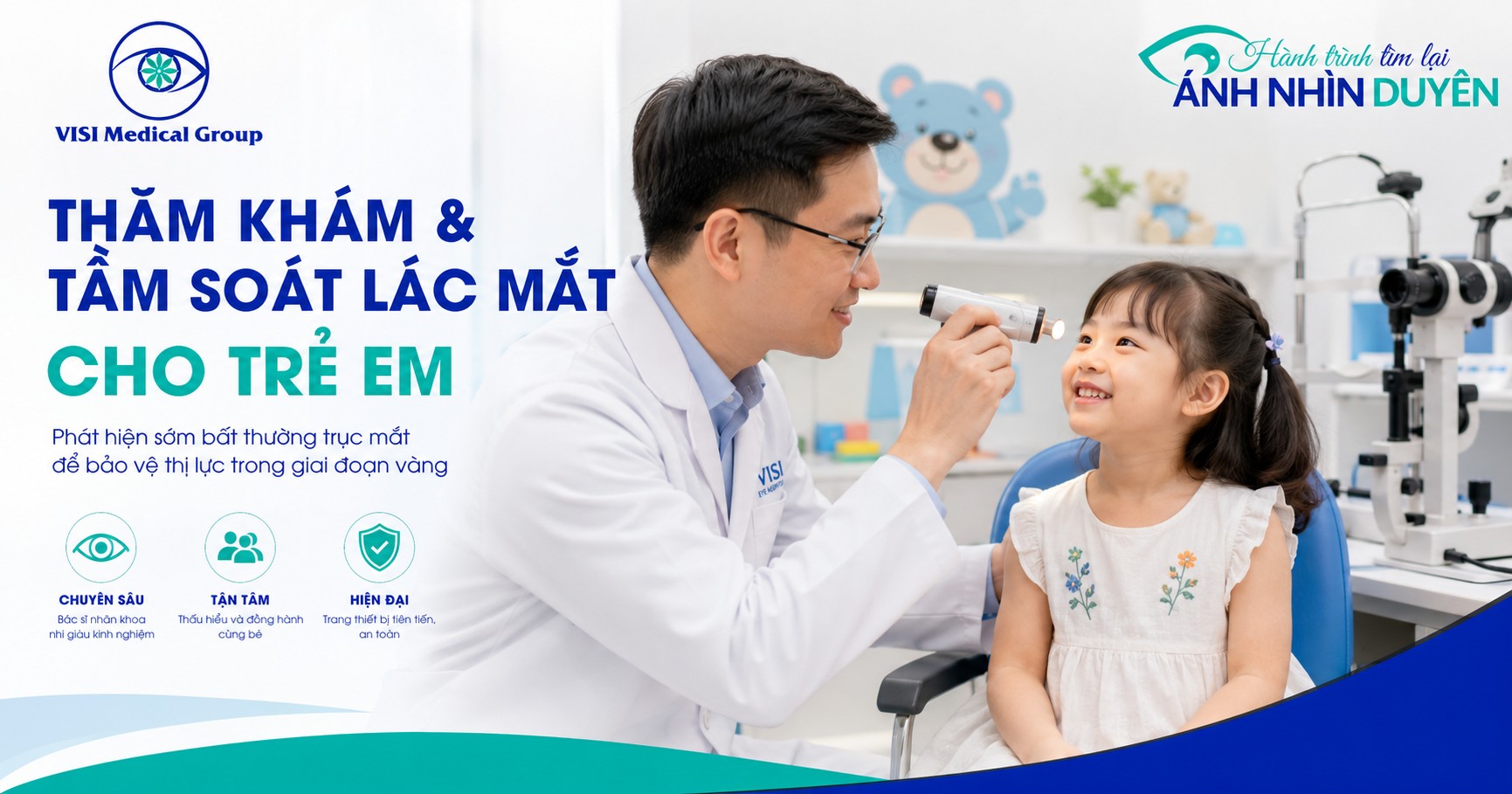 Thăm khám và tầm soát lác mắt cho trẻ em tại Bệnh viện Mắt VISI