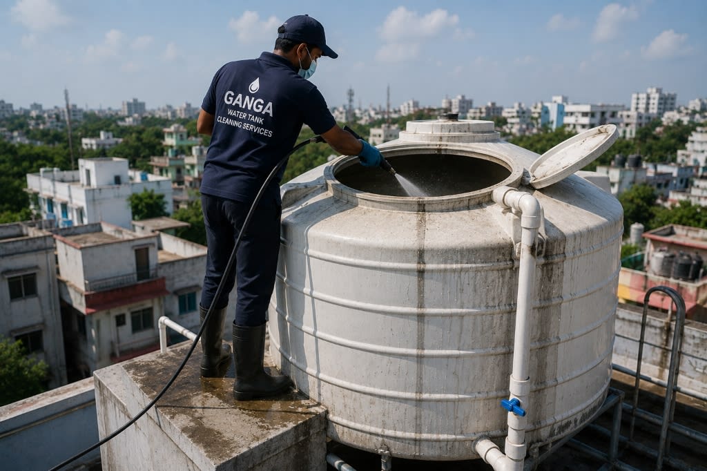 Professional overhead water tank cleaning