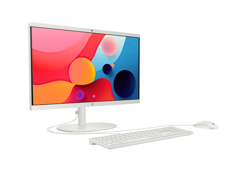 HP AIO 22-dg0012nh Desktop Computer, 21.5" FHD (1920 x 1080) Display, Intel Core i3-N300, 8GB RAM, 512GB SSD, Intel UHD Graphics, HP Keyboard & Mouse White
