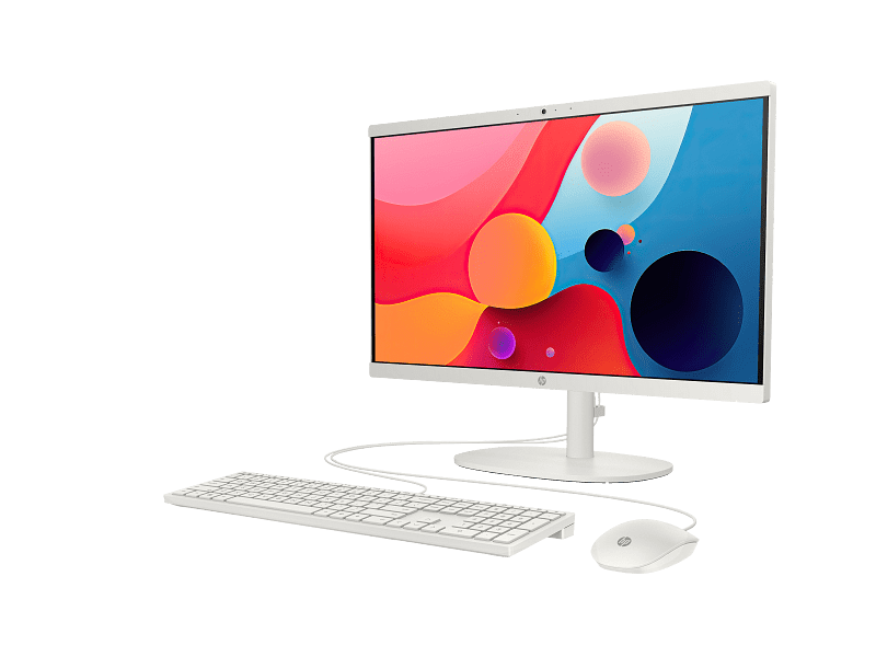 HP AIO 22-dg0012nh Desktop Computer, 21.5" FHD (1920 x 1080) Display, Intel Core i3-N300, 8GB RAM, 512GB SSD, Intel UHD Graphics, HP Keyboard & Mouse White