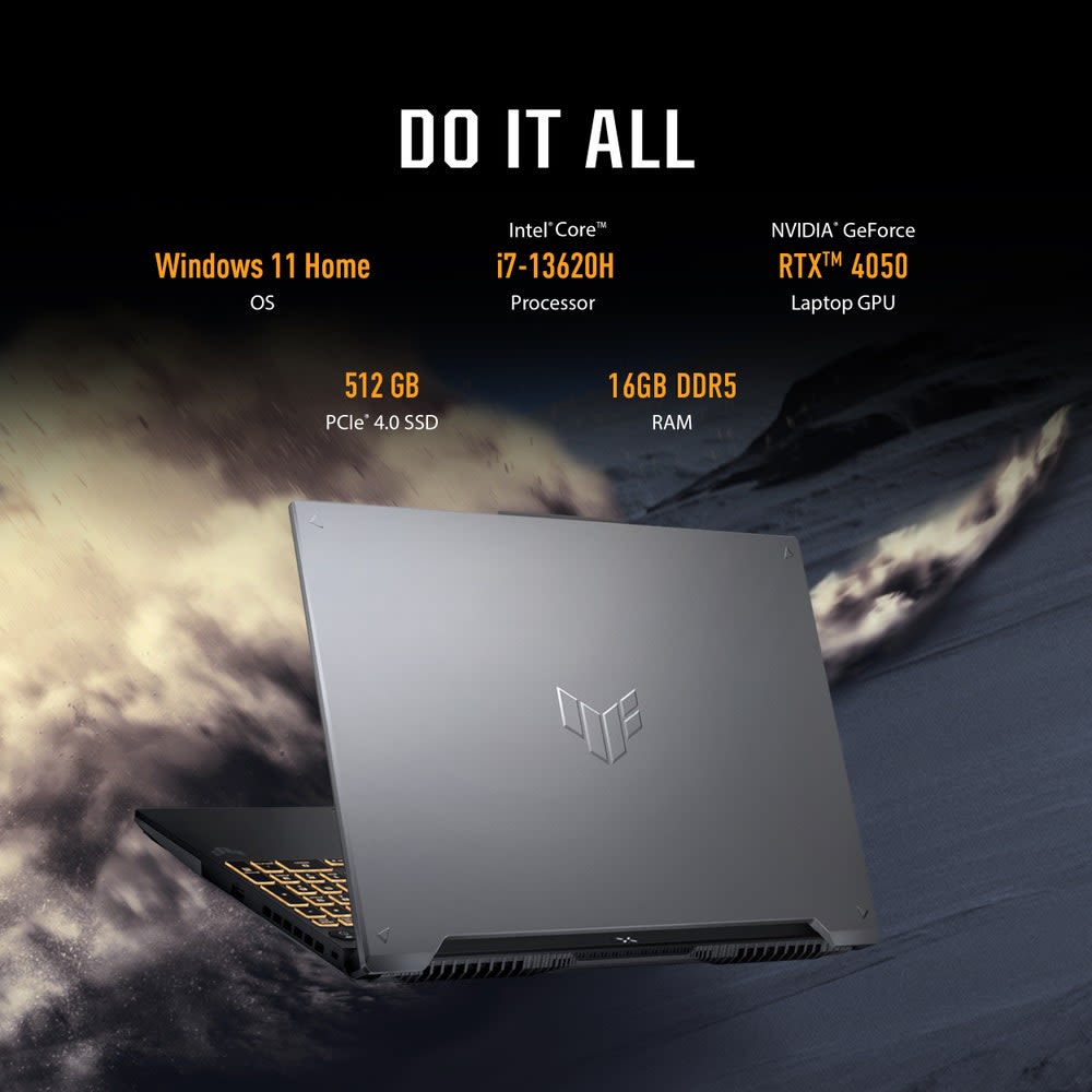 ASUS TUF Gaming F16 Gaming Laptop, 16” FHD+ 144Hz Display, Intel Core i7-13620H, NVIDIA GeForce RTX 4050, 16GB RAM, 512GB SSD, Windows 11 Home, FX607VU-DS73 