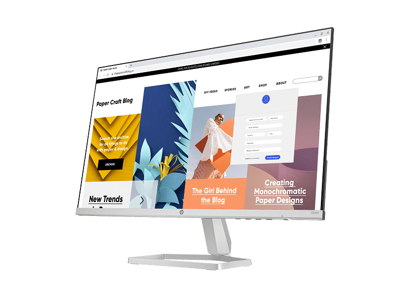 HP Series 5 524sa 23.8" FHD Monitor, Flat IPS Panel, 100 Hz refresh rate, 5ms Response Time, 99% sRGB Color Gamut, Built-in Speakers, White