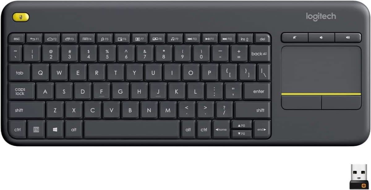 Logitech K400 Plus TKL Wireless Membrane Keyboard for PC/TV/Laptop/Tablet with Built-in Touchpad, Quiet Keys, Large Touchpad, Wireless and Compatible Black | 920-007119