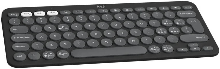 Logitech Pebble Keys 2 K380s Keyboard, Bluetooth 5.1 Connectivity, Up to 3 Multi-Device Pairing, Customizable Fn Shortcut Keys, 2x AAA Battery, English Layout, On / Off Button, Graphite | 920-011867