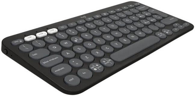 Logitech Pebble Keys 2 K380s Keyboard, Bluetooth 5.1 Connectivity, Up to 3 Multi-Device Pairing, Customizable Fn Shortcut Keys, 2x AAA Battery, English Layout, On / Off Button, Graphite | 920-011867