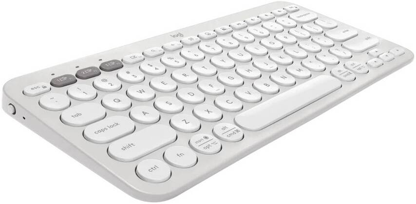 Logitech Pebble Keys 2 K380s Keyboard, Bluetooth 5.1 Connectivity, Up to 3 Multi-Device Pairing, Customizable Fn Shortcut Keys, 2x AAA Battery, English Layout, On / Off Button, White | 920-011852
