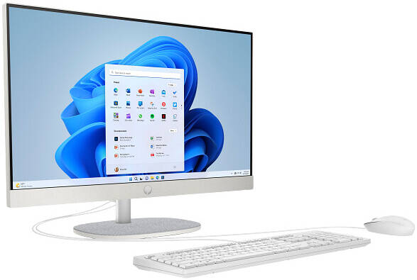 HP All-In-One 24-CR1002I Desktop Computer, 24" FHD IPS Display, Intel Core Ultra 7-155U, 16GB RAM, 512GB SSD, Intel UHD Graphics, HP 125 Wired Keyboard & Mouse, Windows 11, White | CW2U8PA