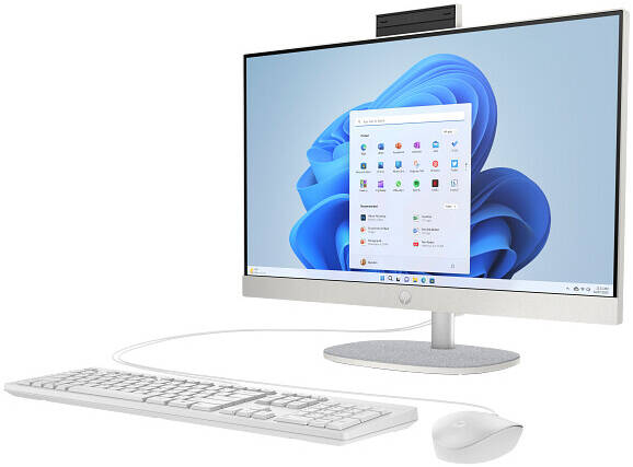 HP All-In-One 24-CR1002I Desktop Computer, 24" FHD IPS Display, Intel Core Ultra 7-155U, 16GB RAM, 512GB SSD, Intel UHD Graphics, HP 125 Wired Keyboard & Mouse, Windows 11, White | CW2U8PA