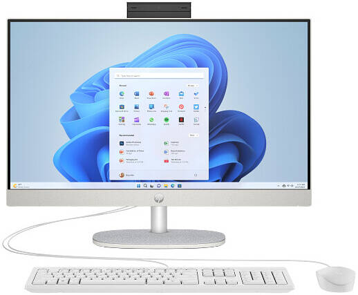 HP All-In-One 24-CR1002I Desktop Computer, 24" FHD IPS Display, Intel Core Ultra 7-155U, 16GB RAM, 512GB SSD, Intel UHD Graphics, HP 125 Wired Keyboard & Mouse, Windows 11, White | CW2U8PA