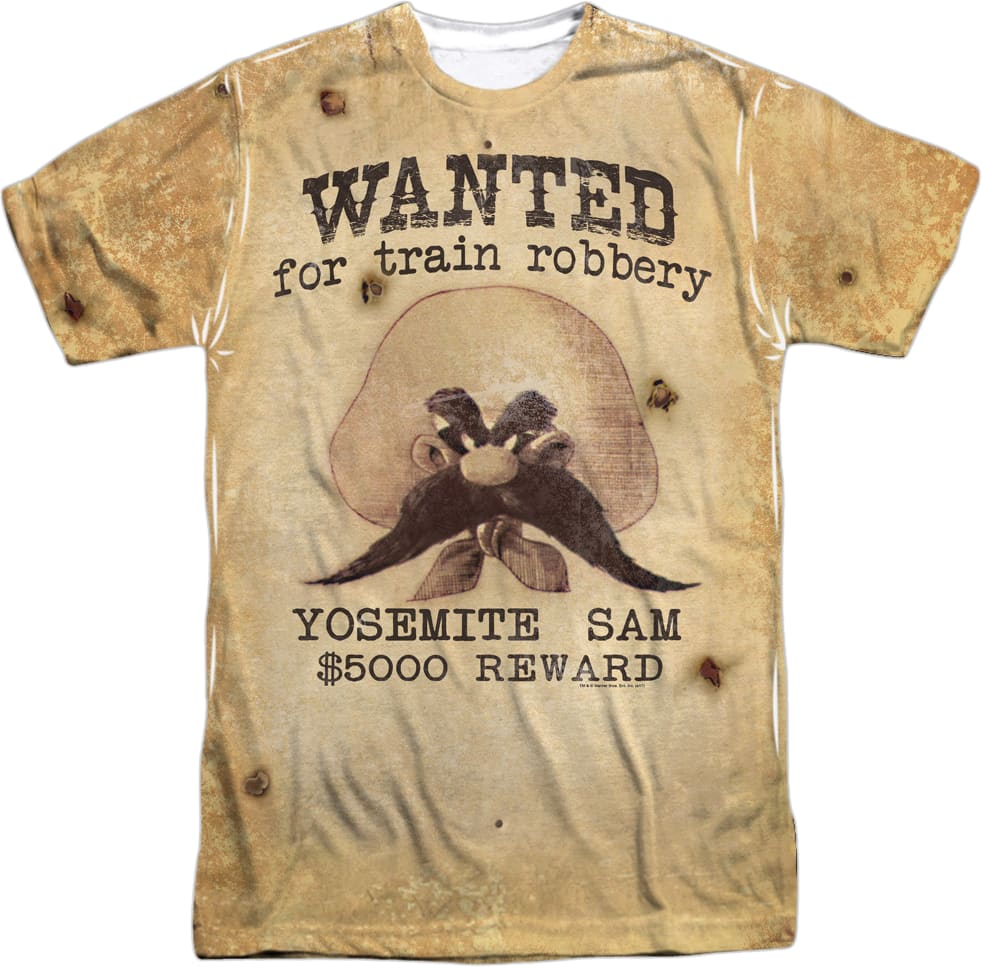 Yosemite Sam Wanted For Train Robbery Looney Tunes T-Shirt Yosemite Sam Wanted For Train Robbery Looney Tunes T-Shirt