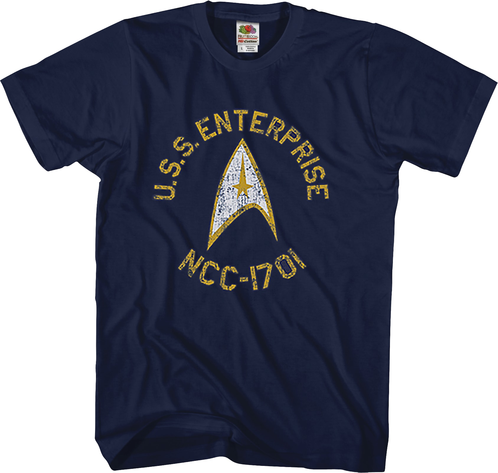 Blue Distressed USS Enterprise Star Trek T-Shirt