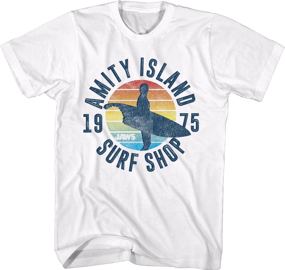 White Amity Island Surf Shop Jaws T-Shirt