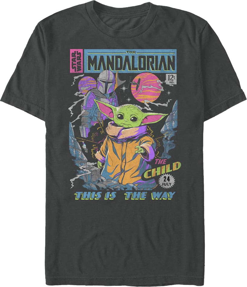 Neon Mandalorian Comic Book Cover Star Wars T-Shirt