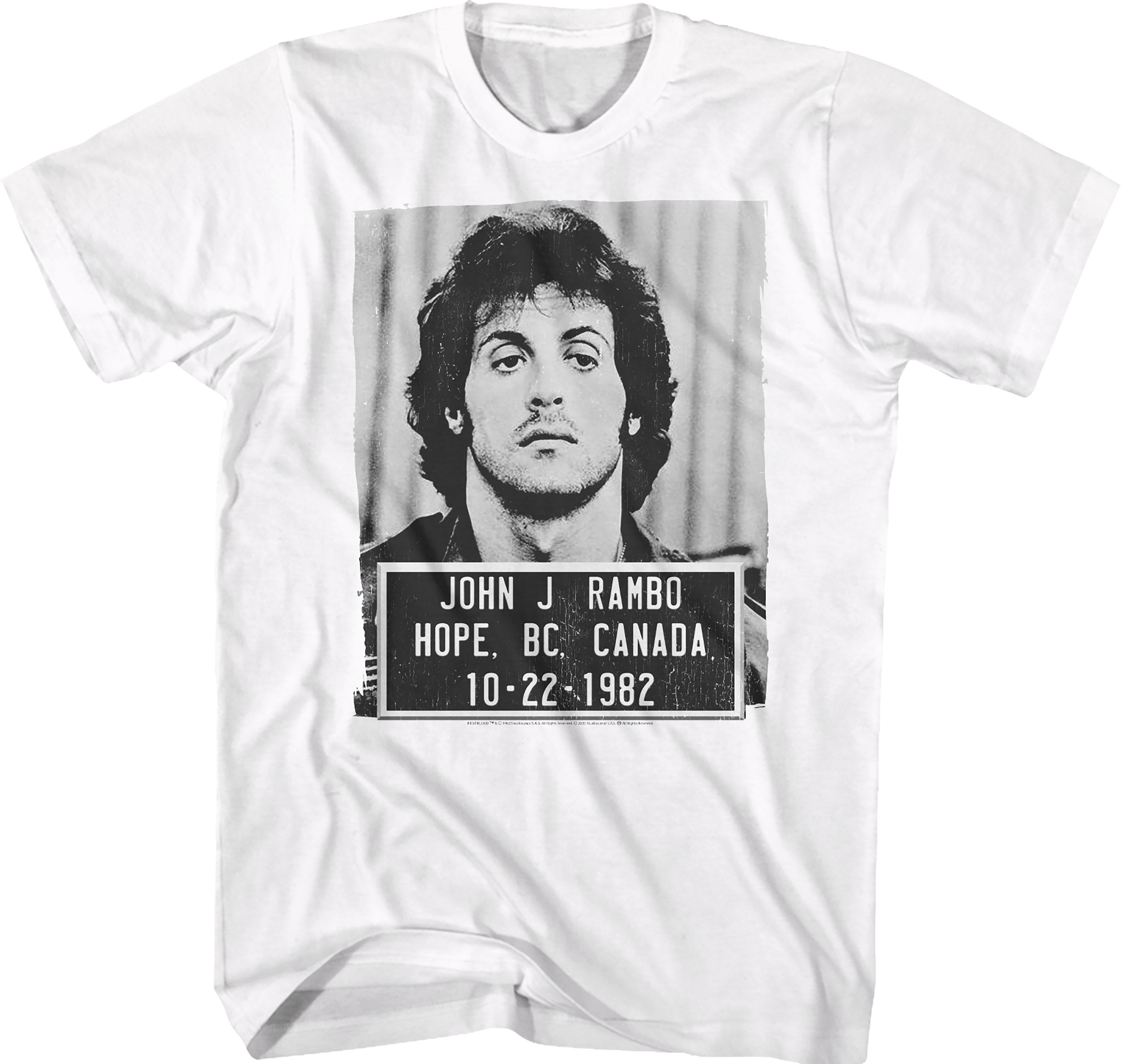 White John Rambo Mug Shot T-Shirt White John Rambo Mug Shot T-Shirt
