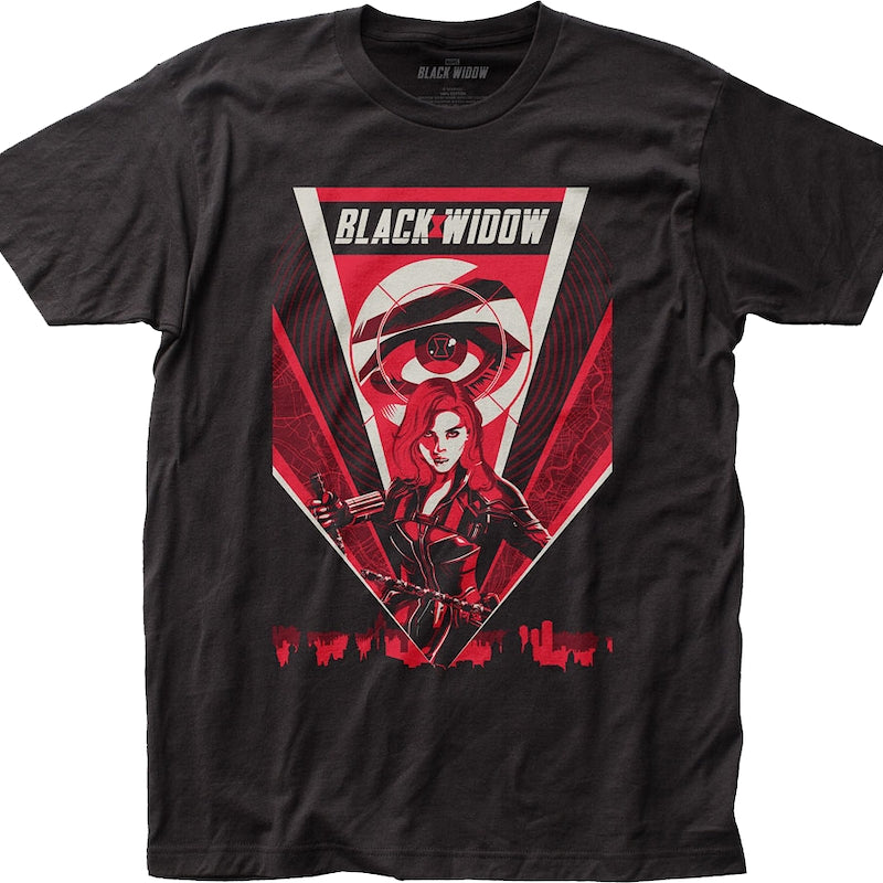 Black Widow Skyline Marvel Comics T-Shirt