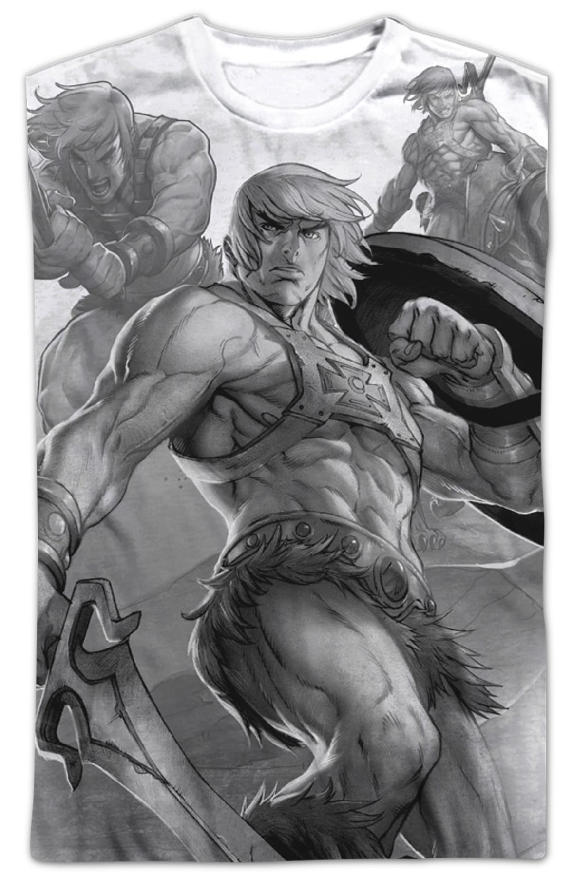 He-Man Black and White Collage Masters of the Universe T-Shirt He-Man Black and White Collage Masters of the Universe T-Shirt