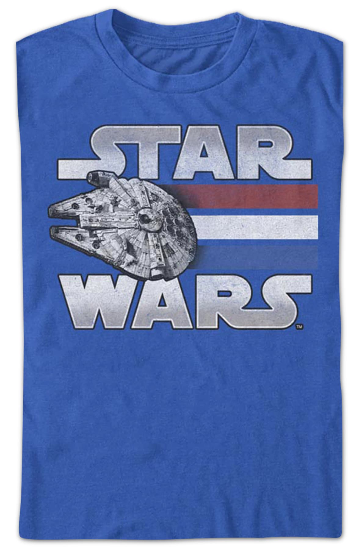 Retro Millennium Falcon Red White Blue Stripes Star Wars T-Shirt