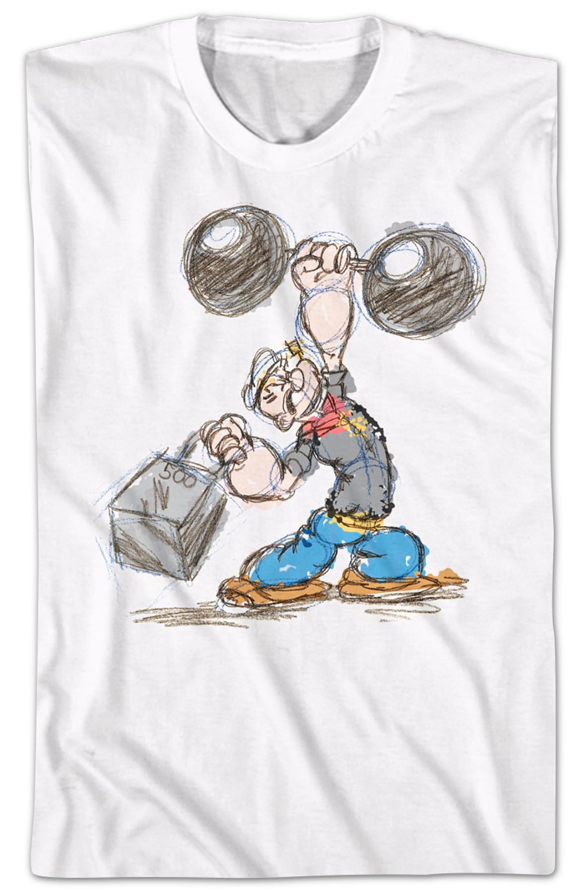 Weightlifting Sketch Popeye T-Shirt