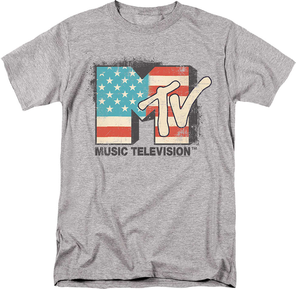 Vintage American Flag Logo MTV T-Shirt