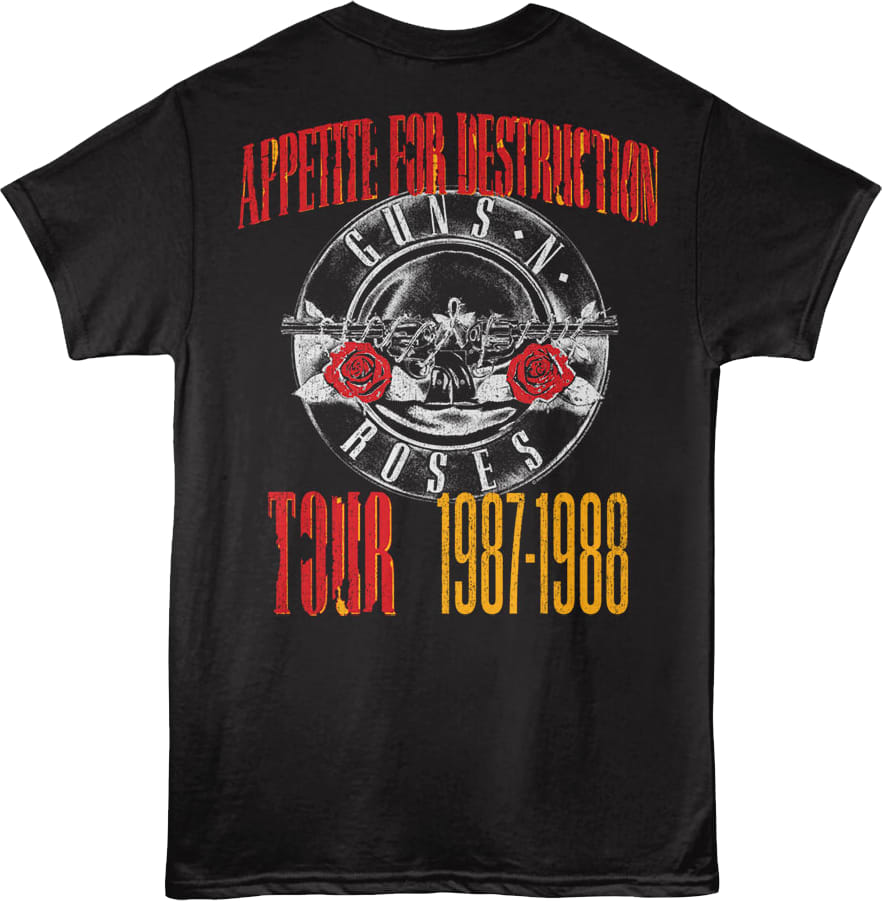 Front & Back Appetite For Destruction Tour Guns N' Roses T-Shirt