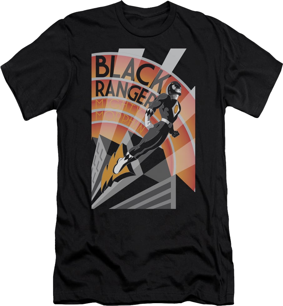 Black Ranger Poster Mighty Morphin Power Rangers T-Shirt