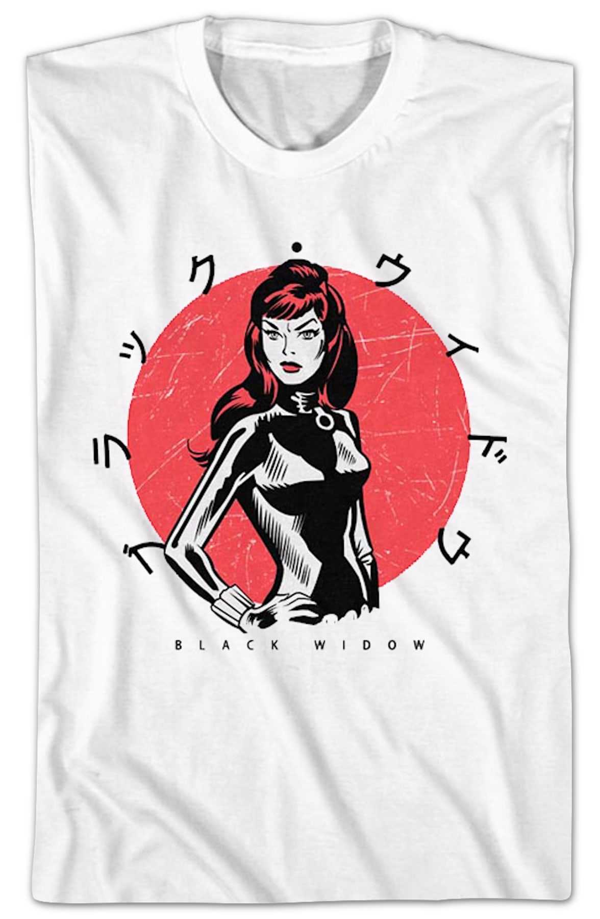 Black Widow Japanese Text Marvel Comics T-Shirt Black Widow Japanese Text Marvel Comics T-Shirt