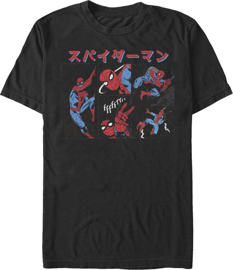 Spider-Man Japanese Collage Marvel Comics T-Shirt