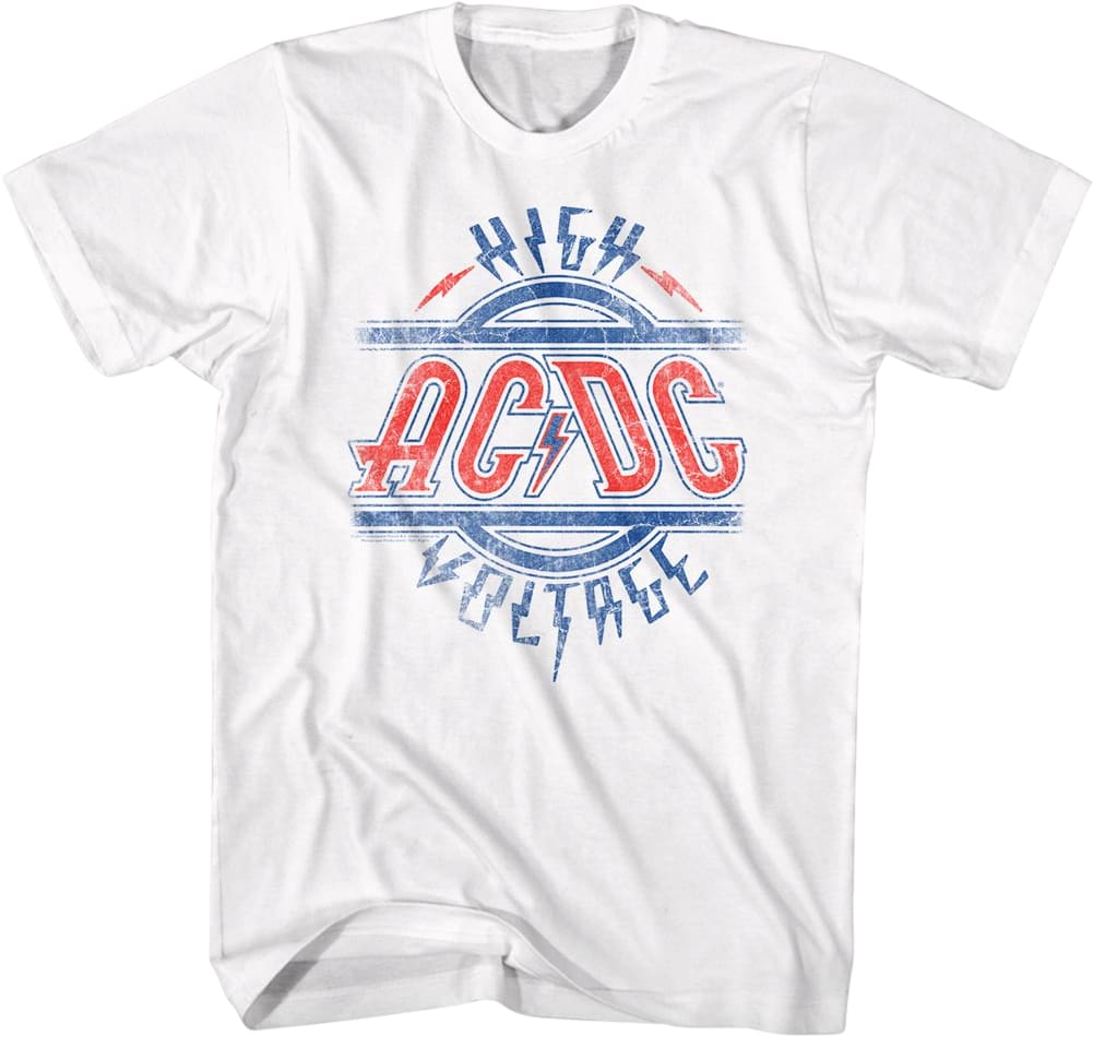 Red White And Blue High Voltage Logo ACDC T-Shirt