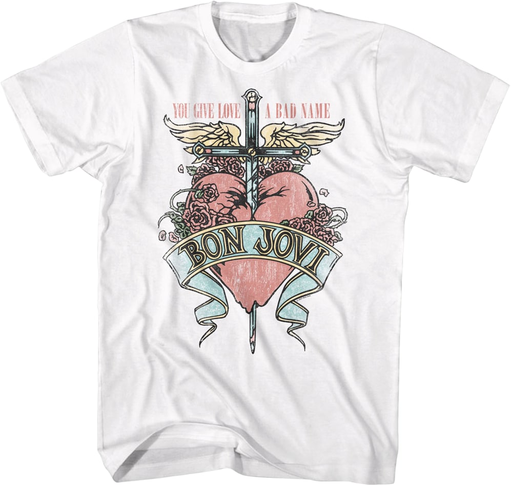 Retro Floral Logo Bon Jovi T-Shirt